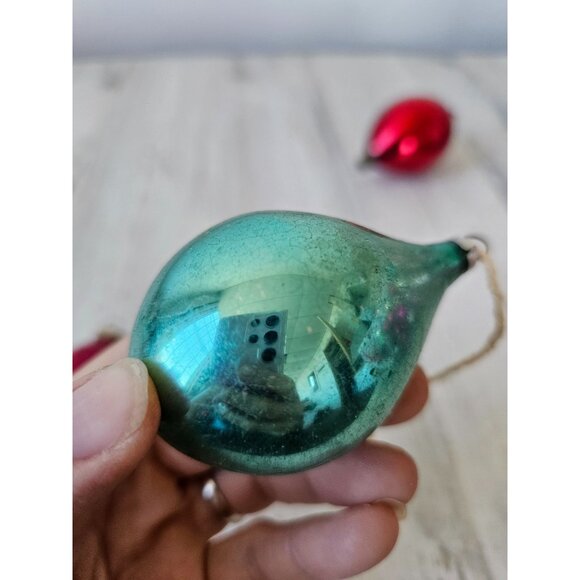 Vintage glass mercury teardrop ornament set pink red blue green - Picture 9 of 9